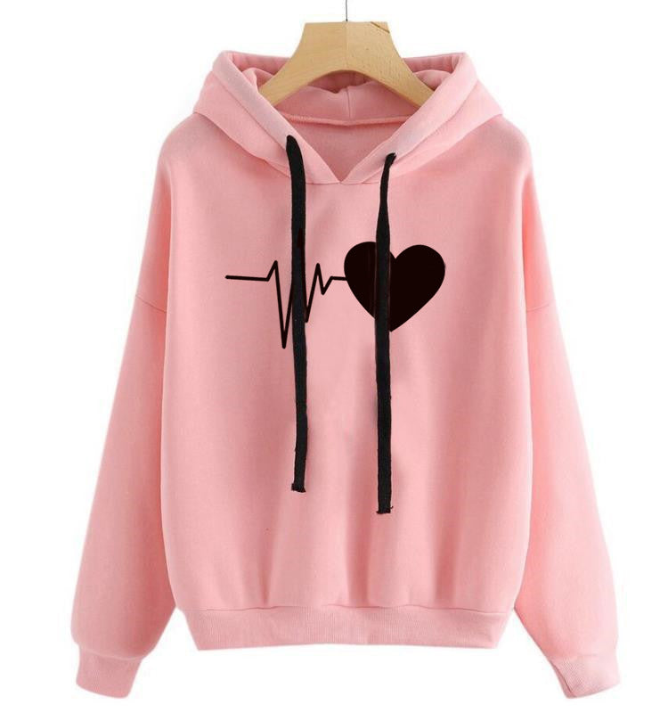 Heart Print Streetwear Hoodie