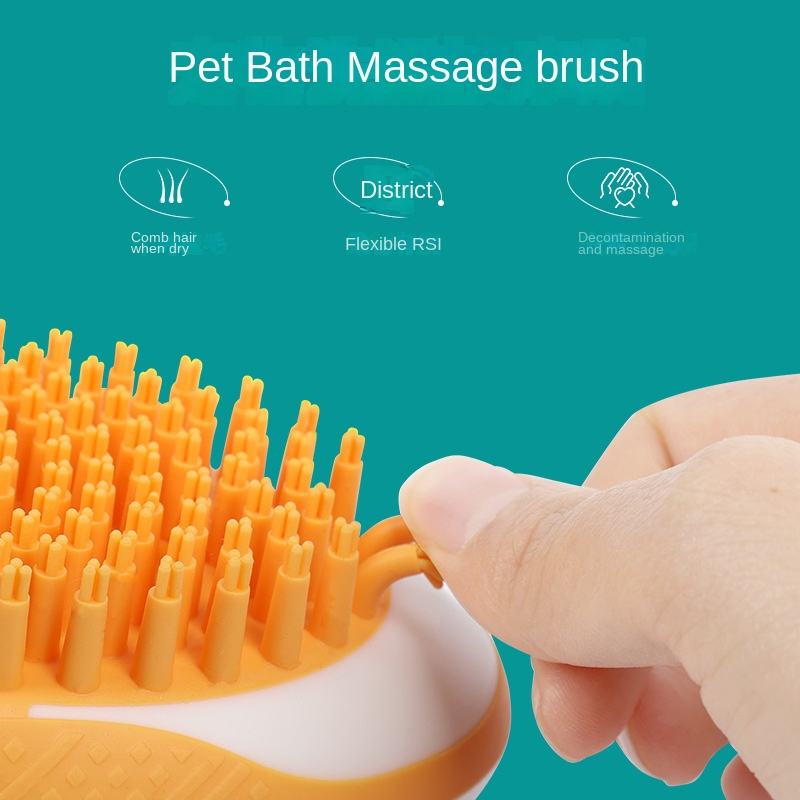 2-in-1 Pet Bath Brush - Soft Silicone Massage & Shampoo Comb for Dogs & Cats