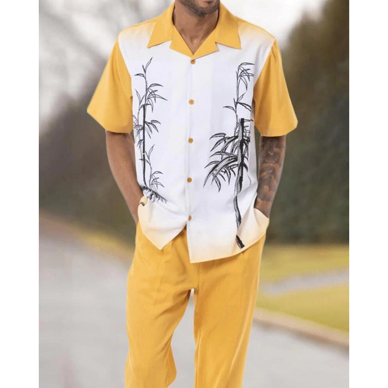 Men's 3D Print Beach-Style Polo Set | Spring & Summer