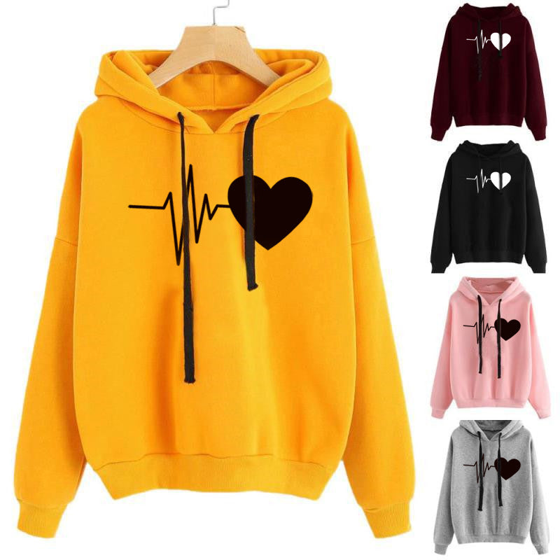 Heart Print Streetwear Hoodie