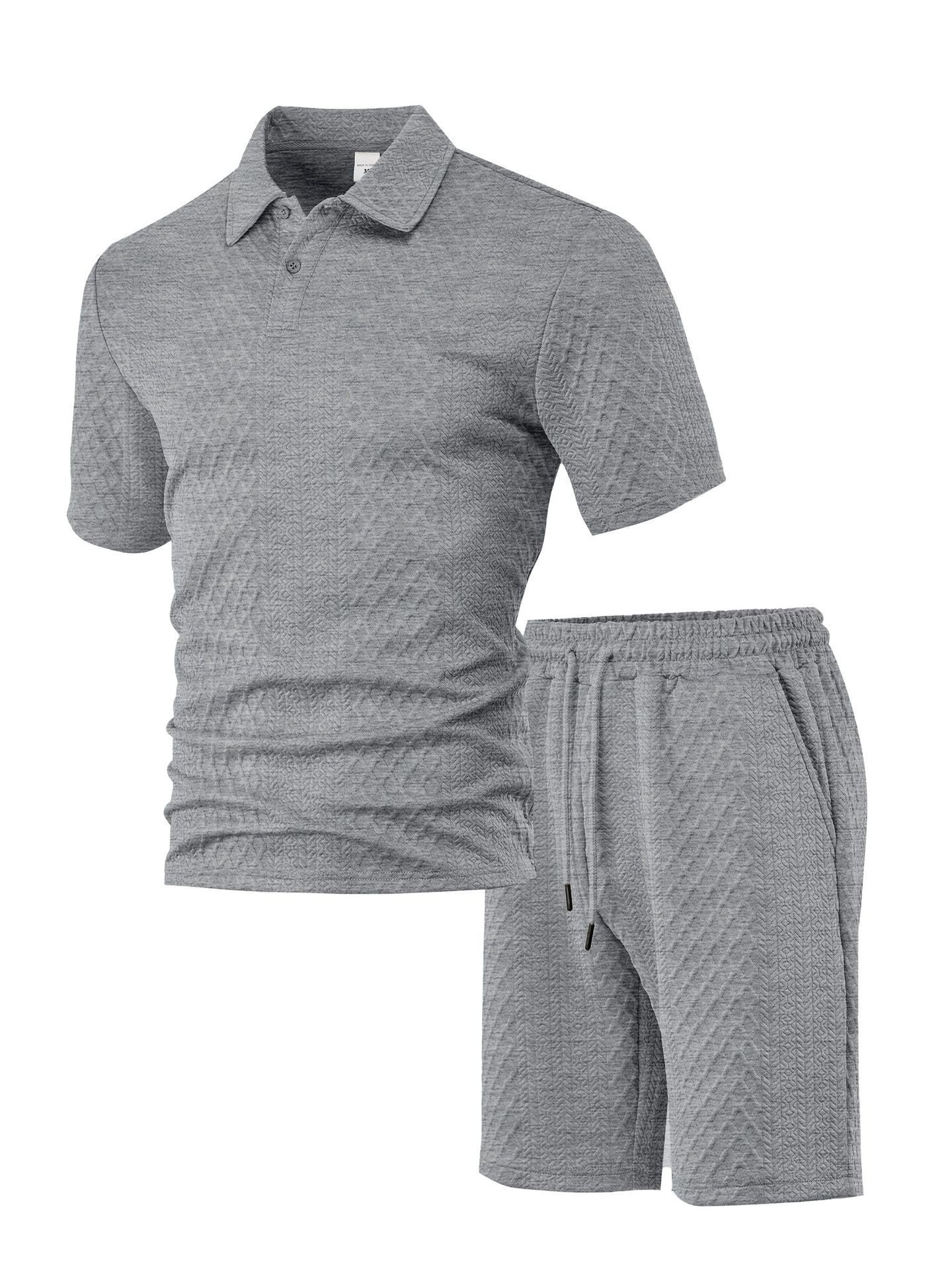 Men's Jacquard Polo Shorts Set Light gray L