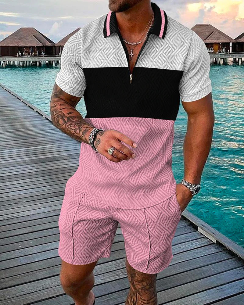 Men's Summer Polo & Shorts Set | Breathable Mesh