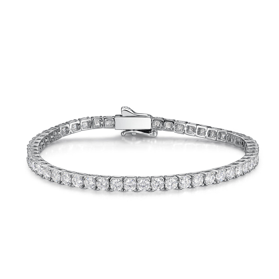 Geometric Moissanite Tennis Bracelet | Brass & White Copper