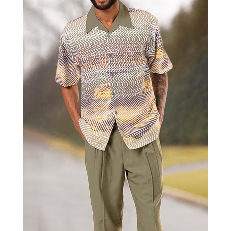 Men's 3D Print Beach-Style Polo Set | Spring & Summer