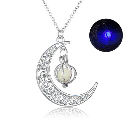 Glowing Moon Stone Necklace - Luminous Healing Crystal Pendant