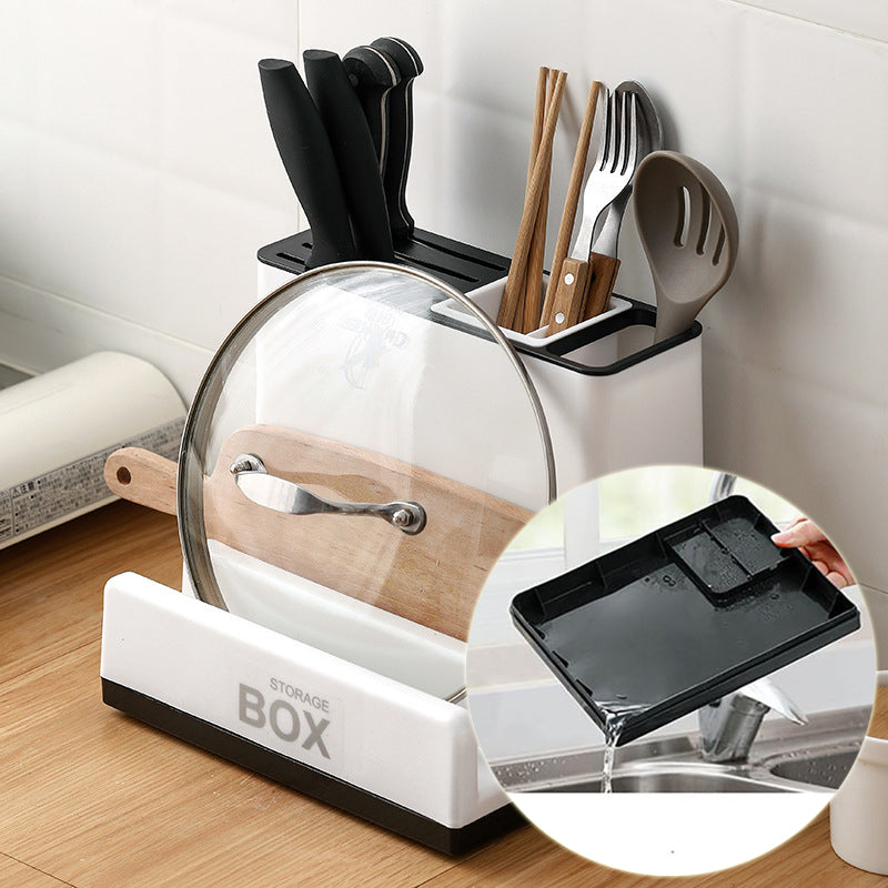 Kitchen Knife Storage Rack - Plastic Countertop Organizer for Utensils & Cutlery