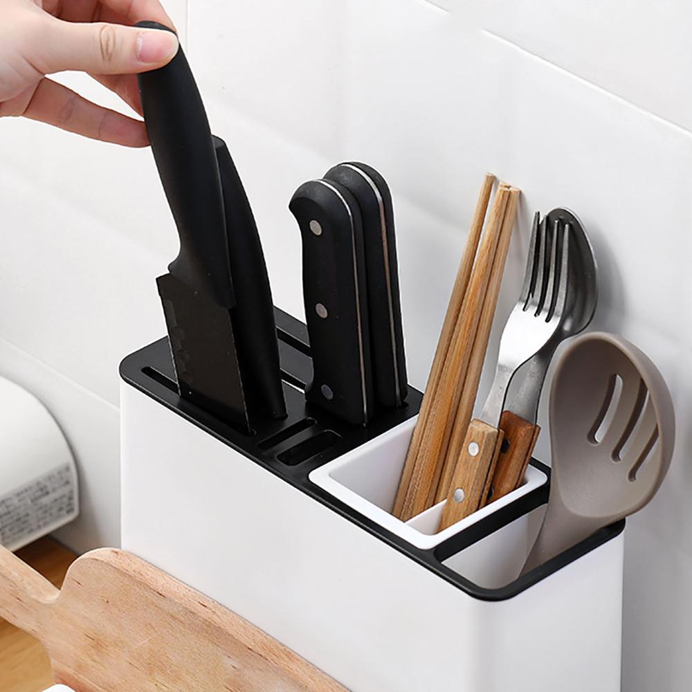 Kitchen Knife Storage Rack - Plastic Countertop Organizer for Utensils & Cutlery