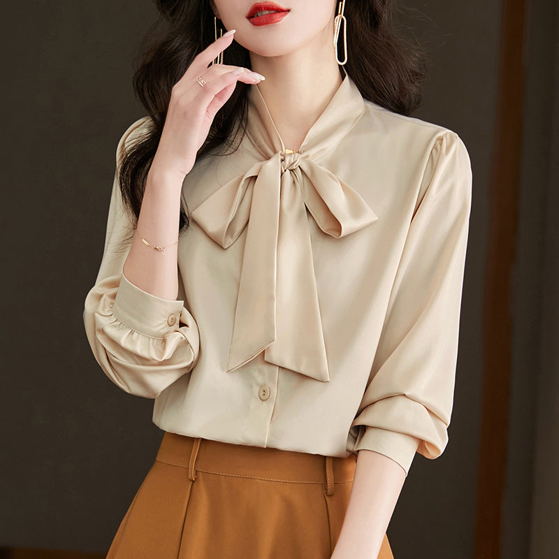 Women's Satin Bow Blouse | 7 Colors