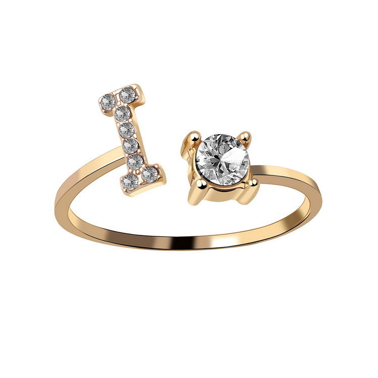 Adjustable Initial Letter Ring - Personalized A-Z Alphabet