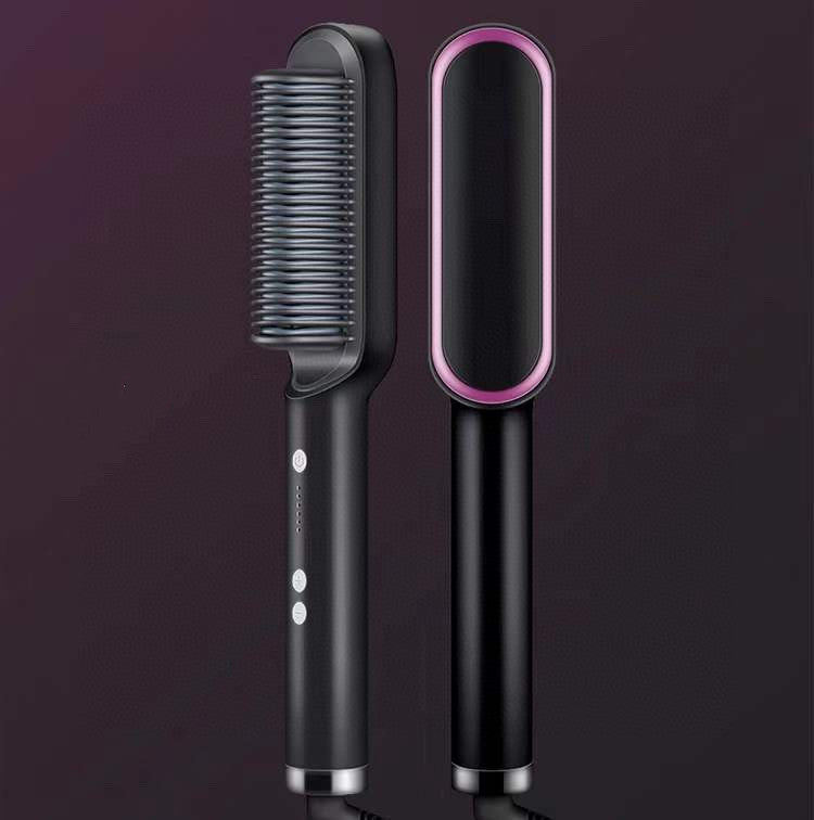 2-in-1 Hair Straightener & Curling Brush - Negative Ion Hot Comb