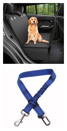Dog Car Seat Cover - Hammock Style Protector with Mesh Window & Storage