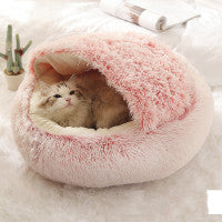2-in-1 Round Plush Pet Bed - Warm Winter House for Dogs & Cats