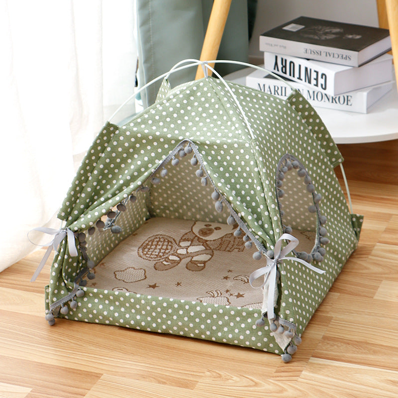 Enclosed Cat Tent House - Cozy Private Pet Bed & Hideaway