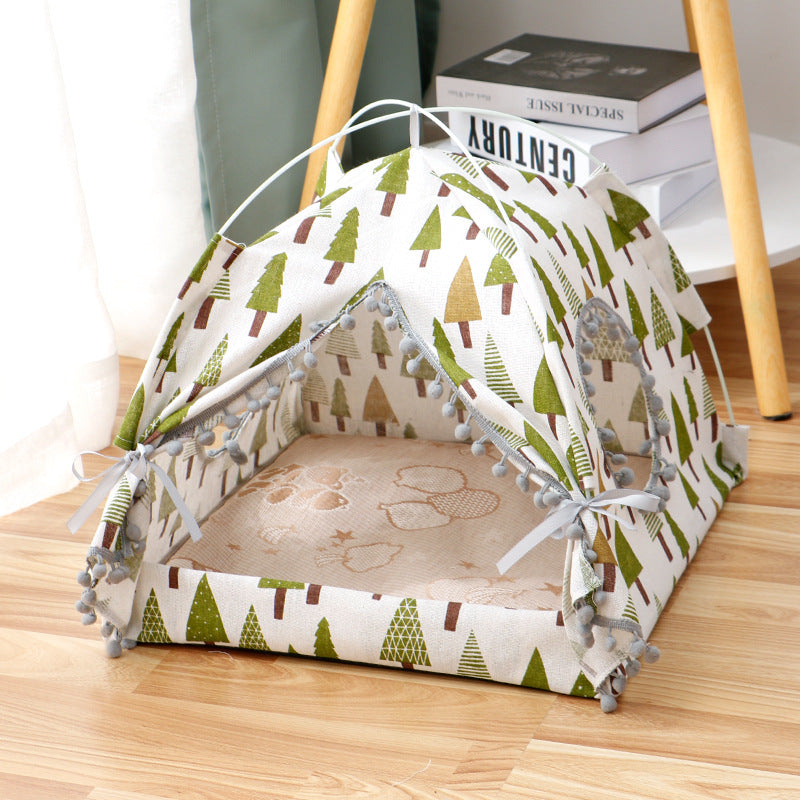 Enclosed Cat Tent House - Cozy Private Pet Bed & Hideaway