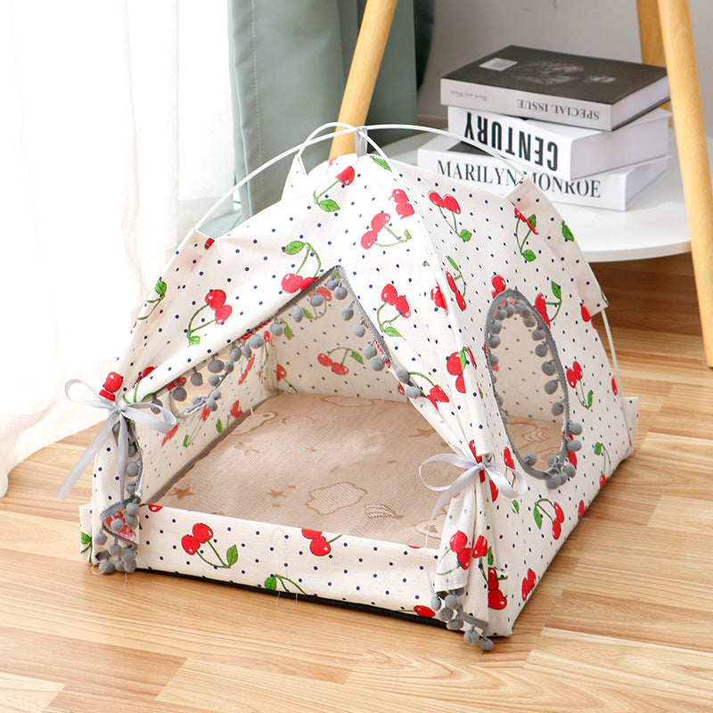 Enclosed Cat Tent House - Cozy Private Pet Bed & Hideaway