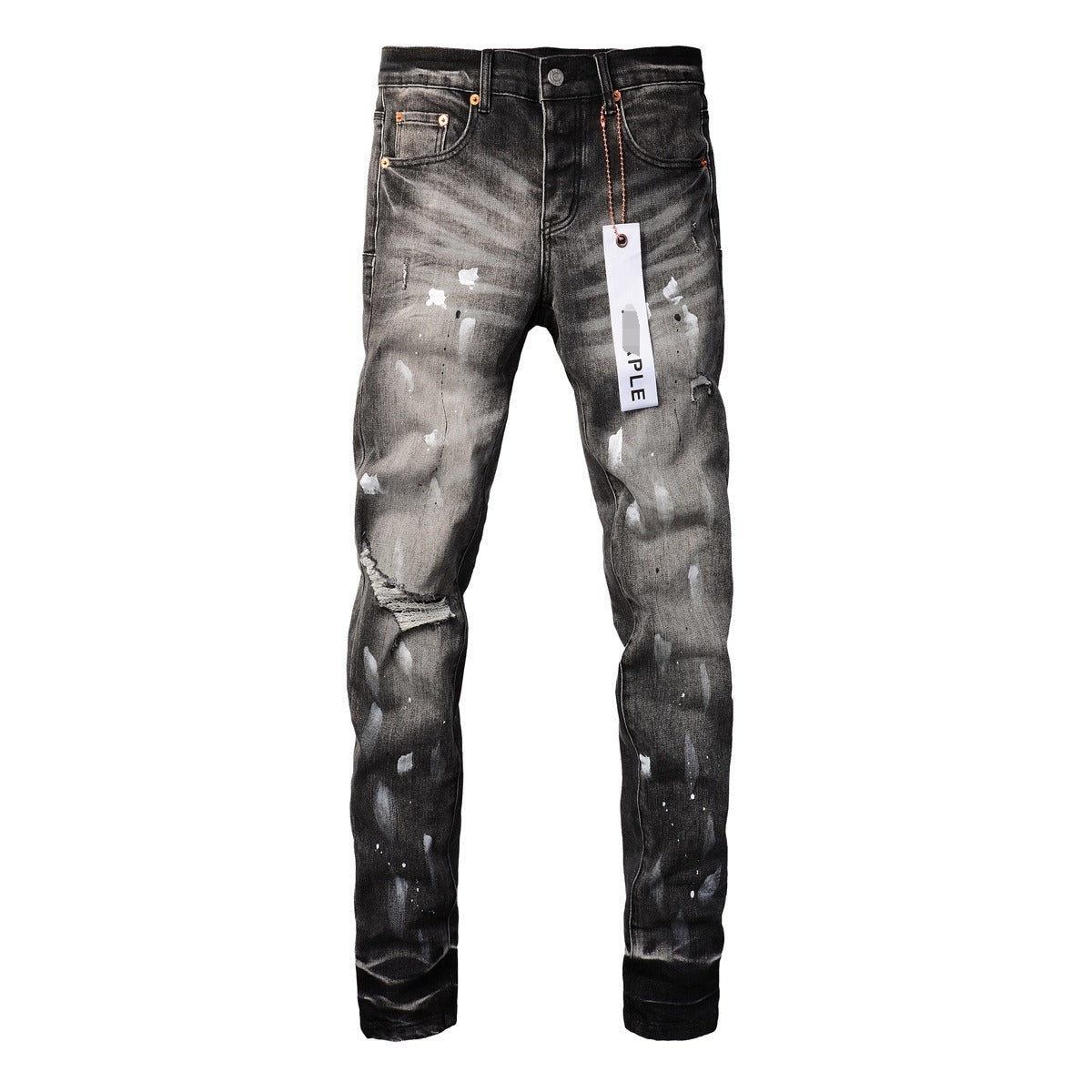 Men's PU Leather Denim Pants | Embroidered Slim Fit SW-K05A02 XXXL 36