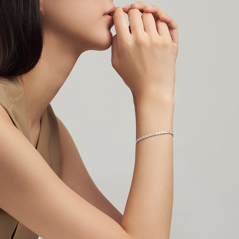 Geometric Moissanite Tennis Bracelet | Brass & White Copper
