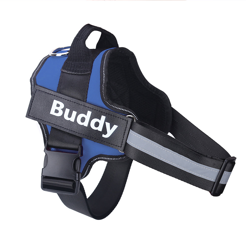 No-Pull Dog Harness - Reflective Breathable Vest with Custom Patch