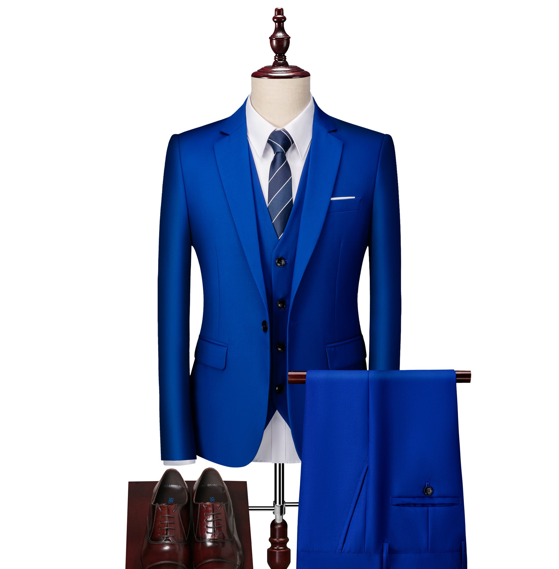 Men's Business Casual Three-Piece Suit – 24 Colors, Spring/Autumn Gem Blue 170-M