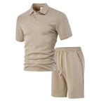 Men's Jacquard Polo & Shorts Set – Textured Luxury Casual | Fredlox Direct
