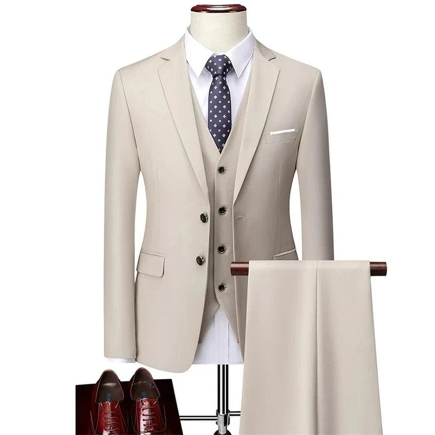 Men's Slim Fit Three-Piece Suit – 13 Colors, Extended Sizes