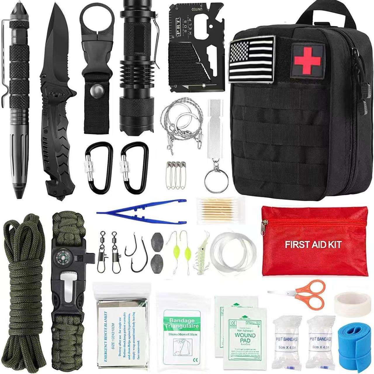 Outdoor Survival Tactical Bag with First Aid Kit – Multi-Carry Emergency Gear Set