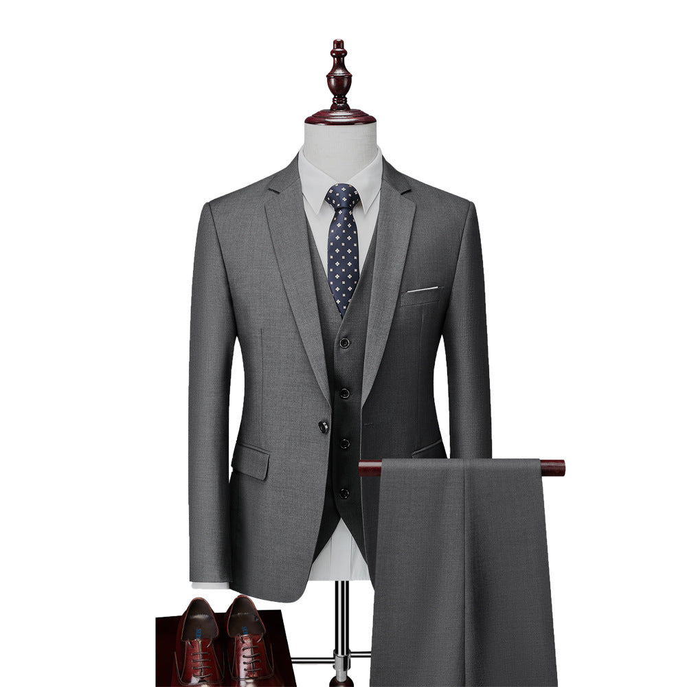 Men's Business Casual Three-Piece Suit – 24 Colors, Spring/Autumn Dark gray 170-M