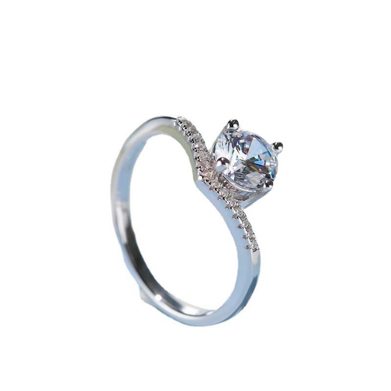 S925 Sterling Silver Simulated Moissanite Crown Ring