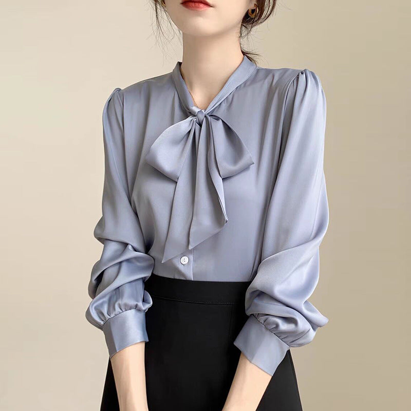 Women's Satin Bow Blouse | 7 Colors