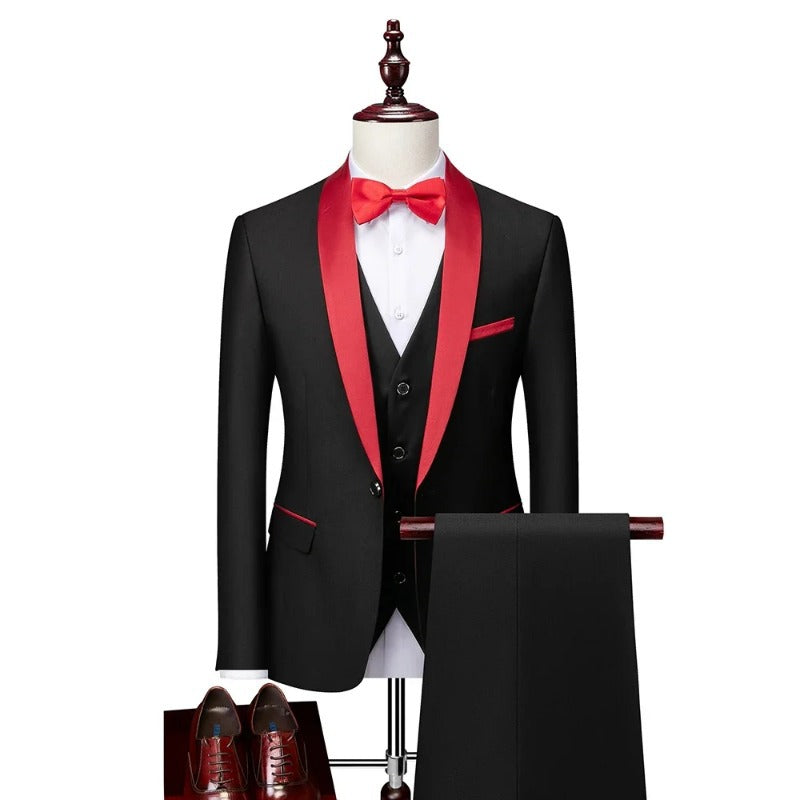 Men's Slim Fit Three-Piece Casual Suit – One-Button, 13 Colors