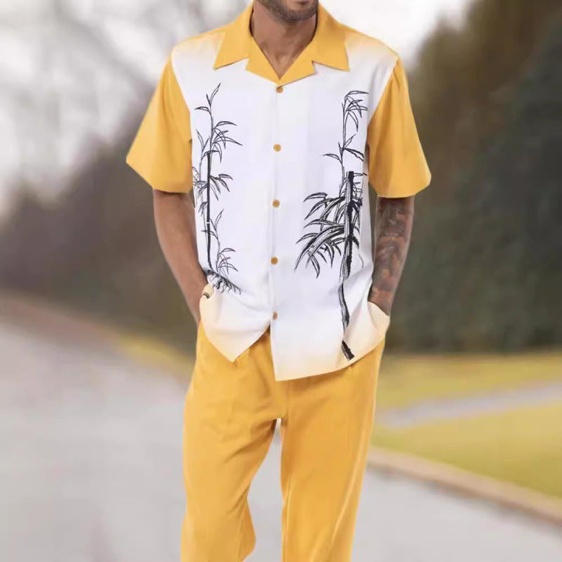 Men's 3D Print Beach-Style Polo Set | Spring & Summer