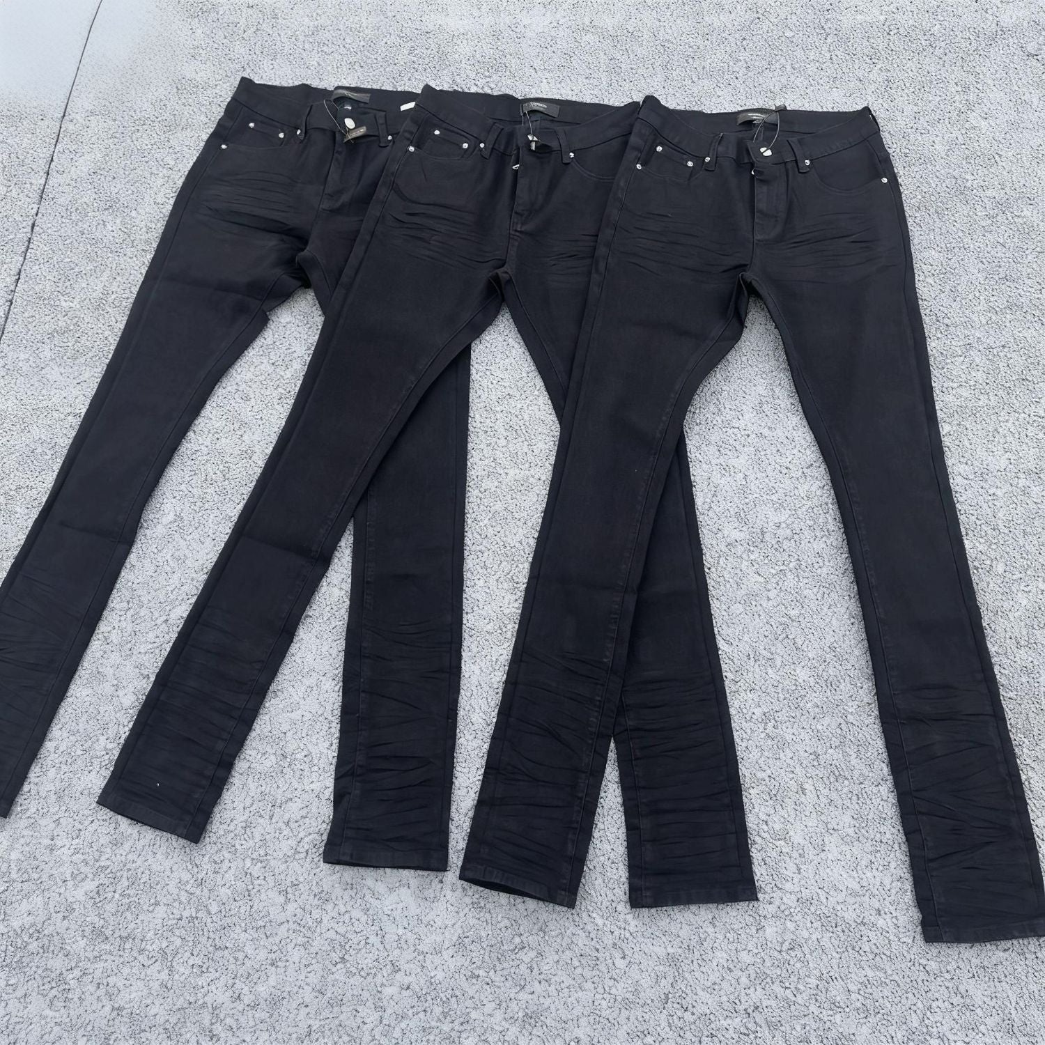 Men's PU Leather Denim Pants | Embroidered Slim Fit SW-K11 XL 32?33
