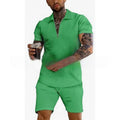 Mens Zipper Polo Shirt Short Sleeve Knit Suit TPLSJYSGSBLDTMD0142 S