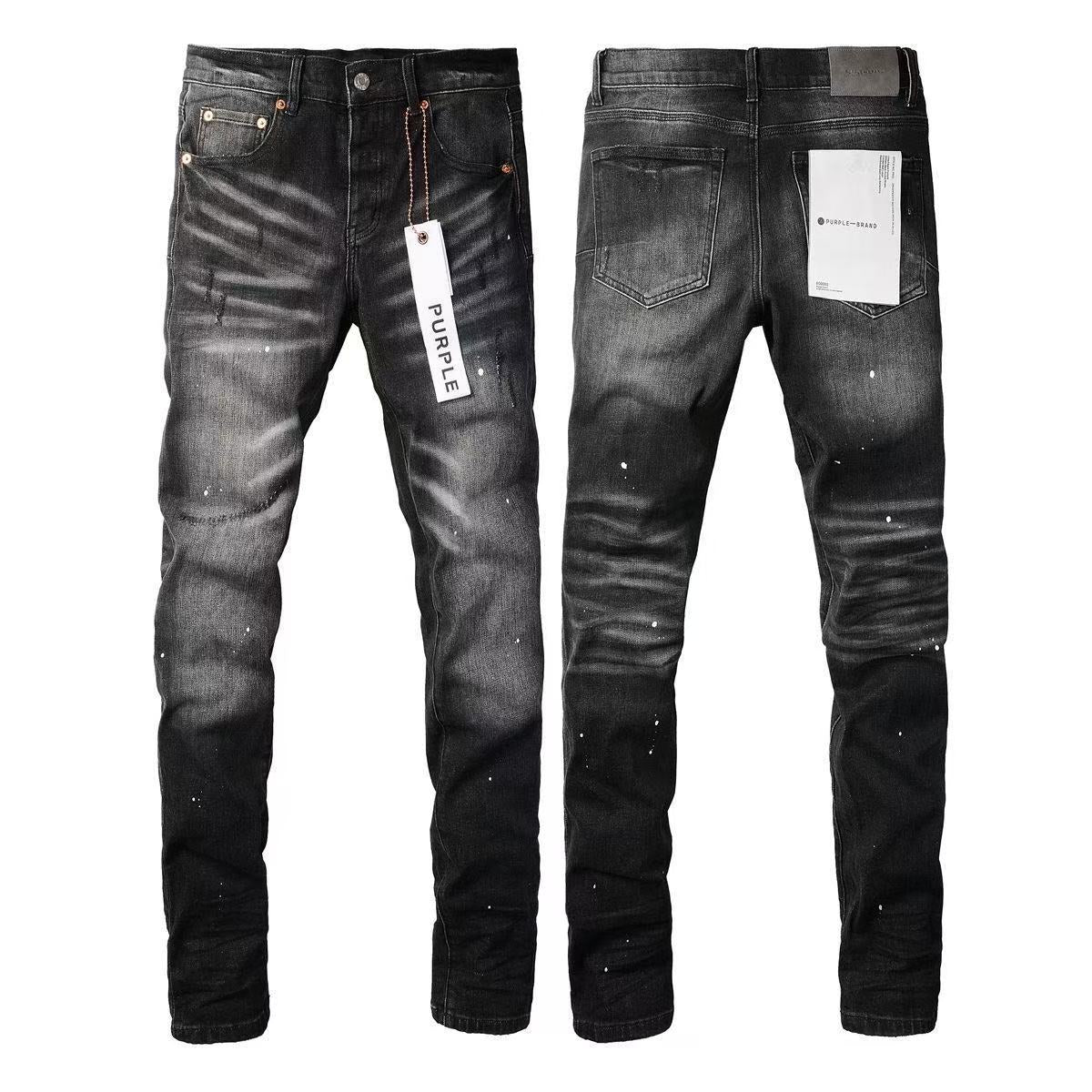 Men's PU Leather Denim Pants | Embroidered Slim Fit SW-K21 L 30?31