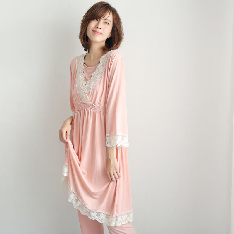Japanese-Style Maternity Lace Pajama Set