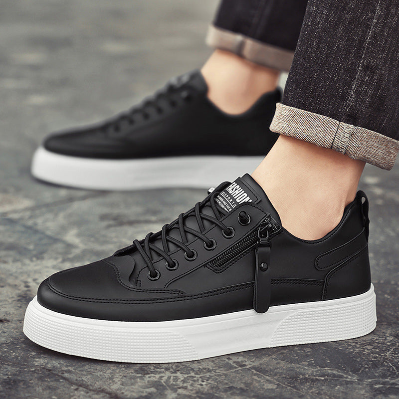 Men's Casual Sports Sneakers | Side Zipper & Thick Sole