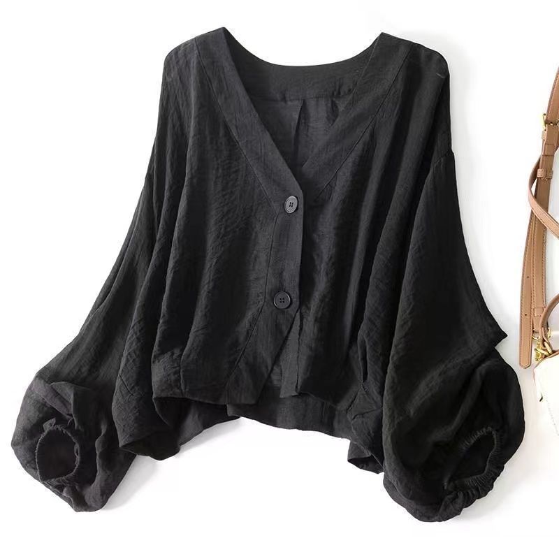 Women's Loose Satin Shirt | V-Neck