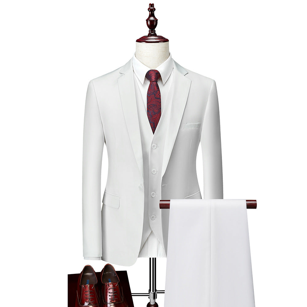 Men's Formal Three-Piece Suit – 20 Colors, Four-Season White 185-XXL