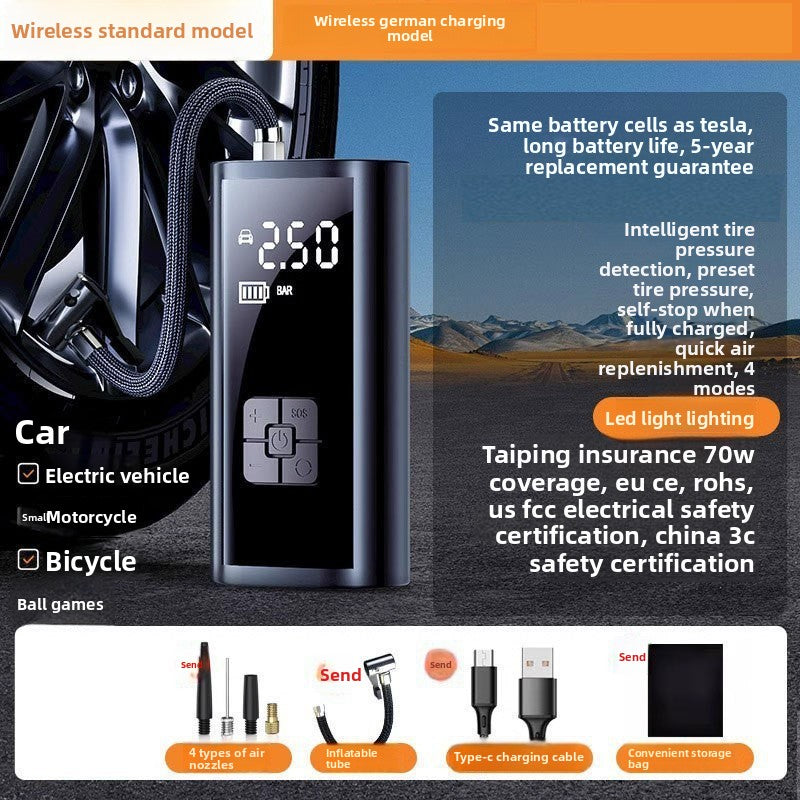 Portable Digital Car Tire Inflator with Power Bank Function