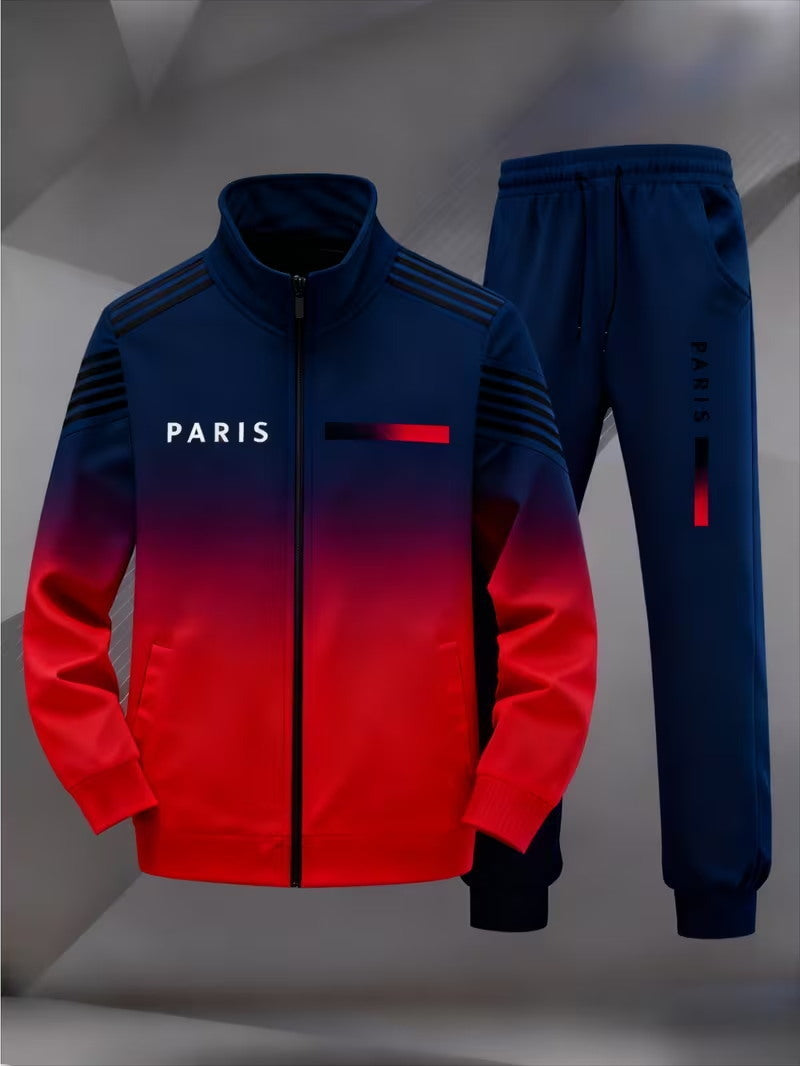 Men's Printed Zipper Jacket and Trousers Set YT6129170442 L