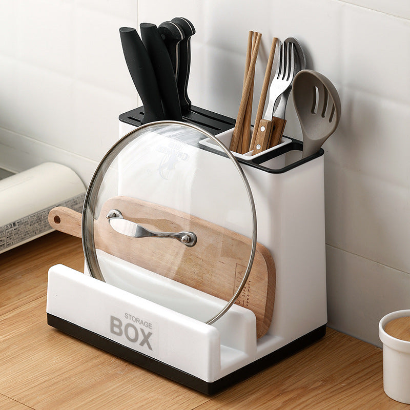 Kitchen Knife Storage Rack - Plastic Countertop Organizer for Utensils & Cutlery