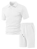 Men's Jacquard Polo Shorts Set White S