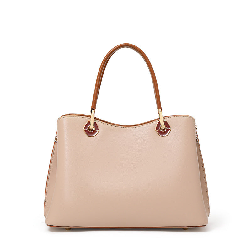 Genuine Leather Crossbody Bag – Milk Tea, Medium