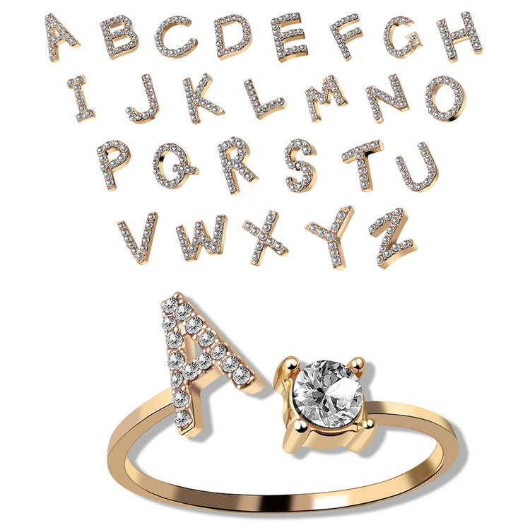 Adjustable Initial Letter Ring - Personalized A-Z Alphabet