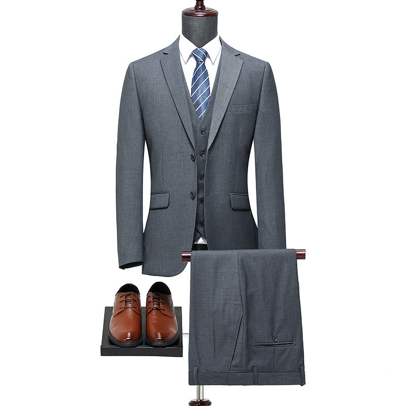 Men's Classic Wool Blend Three-Piece Suit Gray 58 200