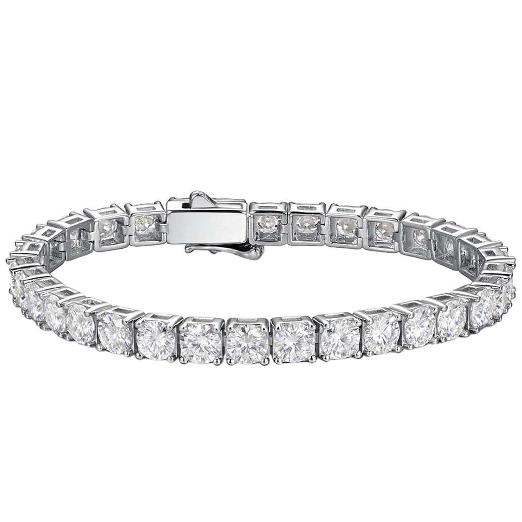 Geometric Moissanite Tennis Bracelet | Brass & White Copper