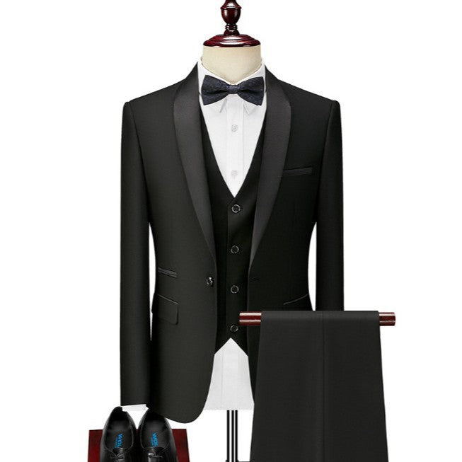 Men's Slim Fit Three-Piece Casual Suit – One-Button, 13 Colors