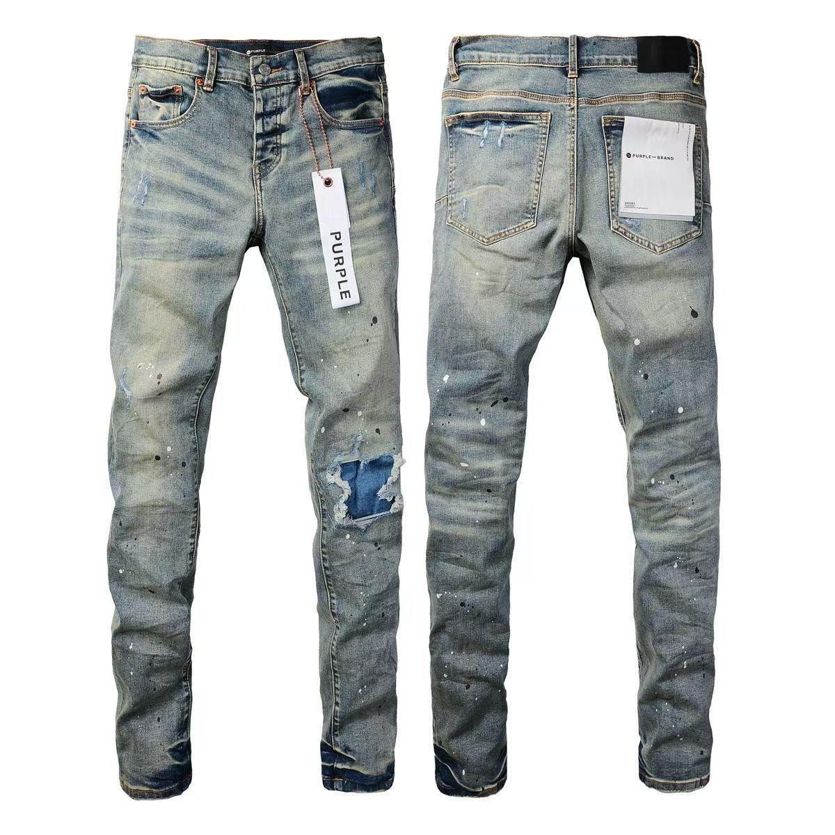 Men's PU Leather Denim Pants | Embroidered Slim Fit SW-K22 Yellow Mud L 30?31