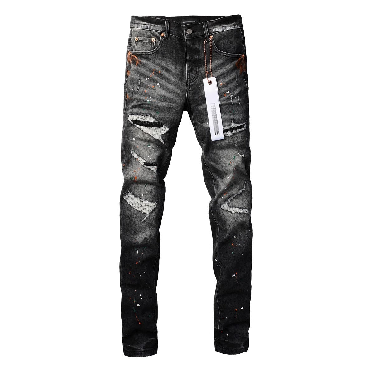 Men's PU Leather Denim Pants | Embroidered Slim Fit SW-K19 XXXL 36