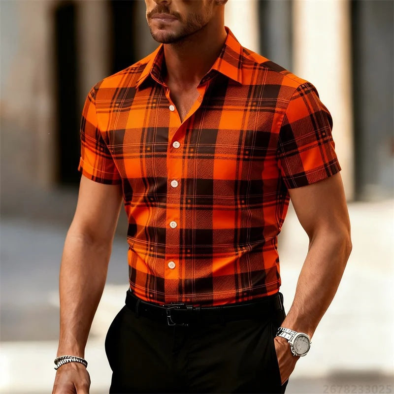 Men's 3D Plaid Print Stretch Shirt | 9 Patterns